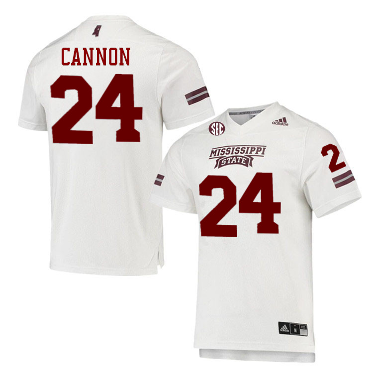 Men #24 Elijah Cannon Mississippi State Bulldogs College Football Jerseys Stitched-White